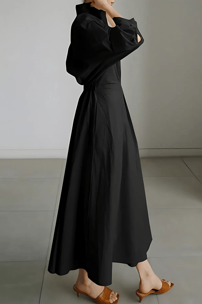 Isotta | Elegante Midi-Jurk Dames Met Geplooide Taille en A-Lijn Rok