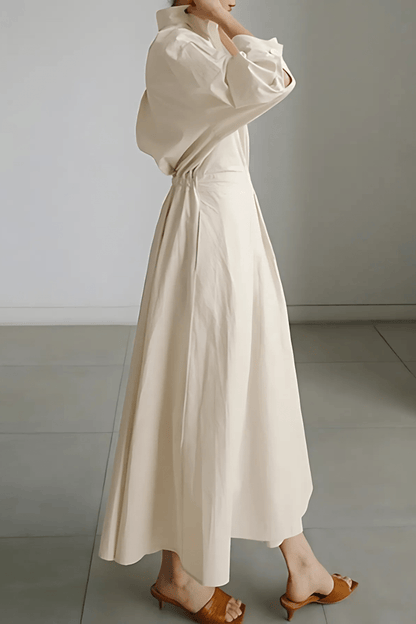 Isotta | Elegante Midi-Jurk Dames Met Geplooide Taille en A-Lijn Rok