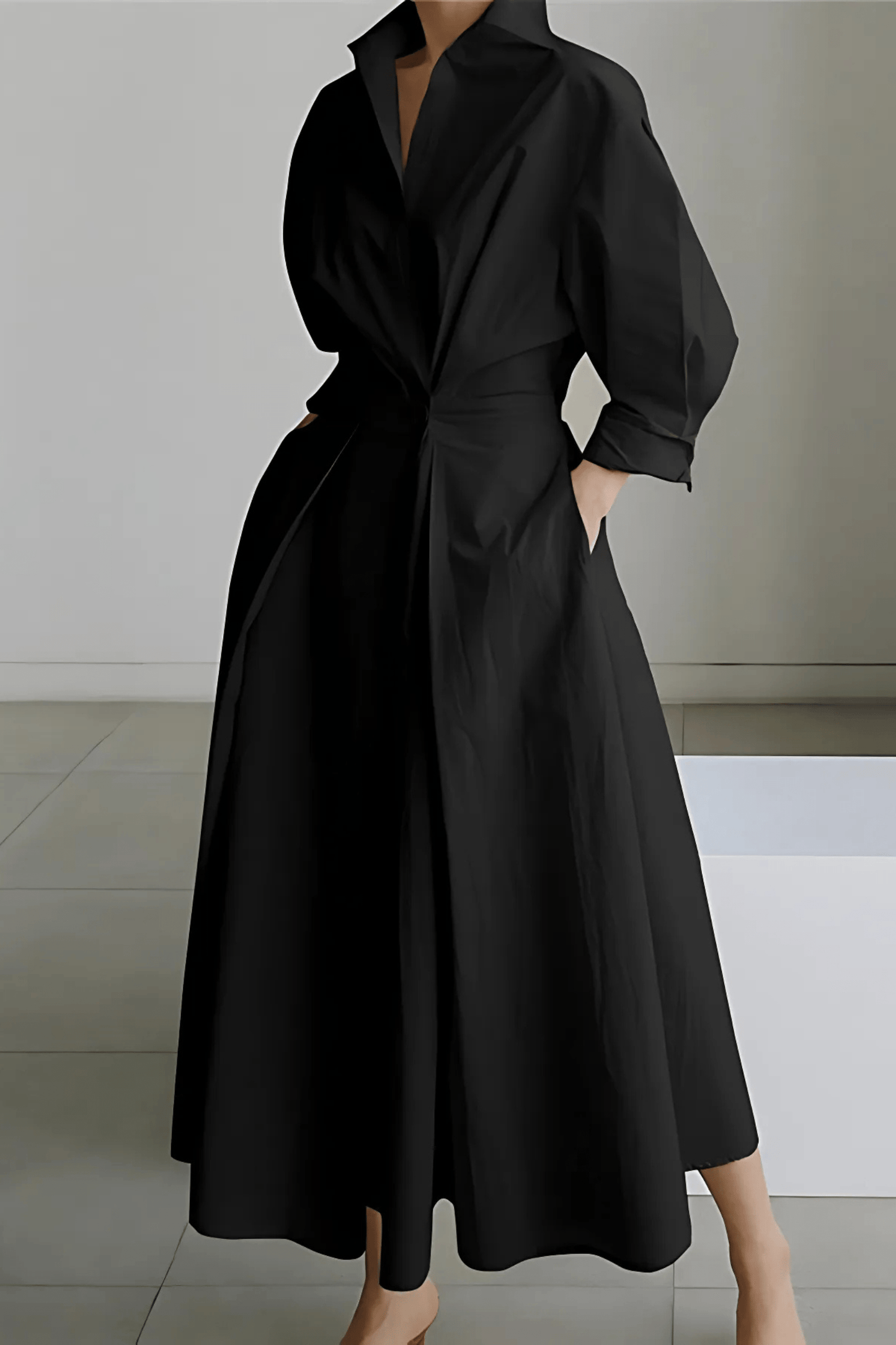 Isotta | Elegante Midi-Jurk Dames Met Geplooide Taille en A-Lijn Rok