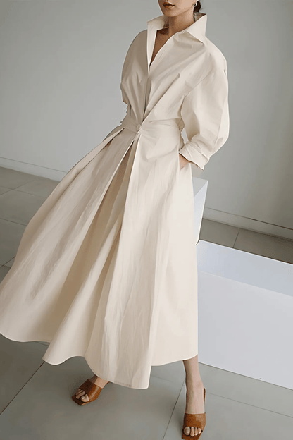 Isotta | Elegante Midi-Jurk Dames Met Geplooide Taille en A-Lijn Rok