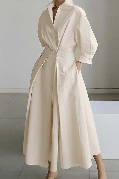 Isotta | Elegante Midi-Jurk Dames Met Geplooide Taille en A-Lijn Rok