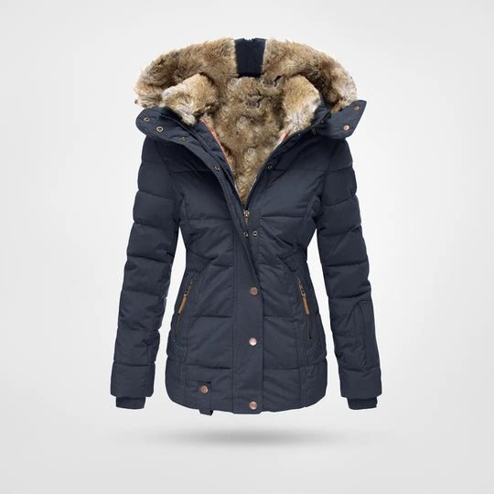 Amaranta | Lange Gewatteerde Winterjas Met Capuchon En Imitatiebont Dames