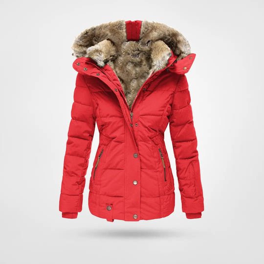 Amaranta | Lange Gewatteerde Winterjas Met Capuchon En Imitatiebont Dames