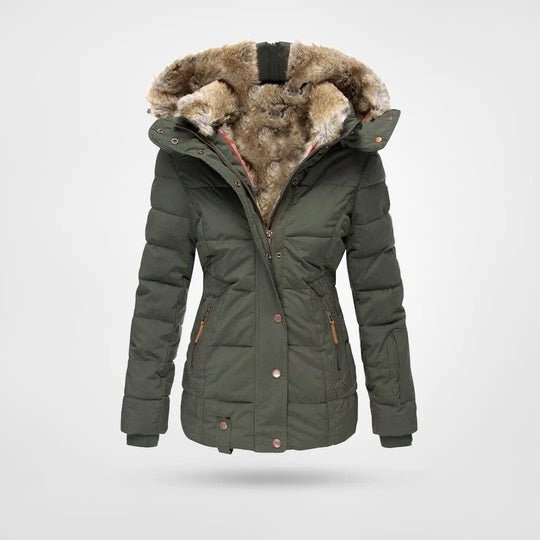 Amaranta | Lange Gewatteerde Winterjas Met Capuchon En Imitatiebont Dames