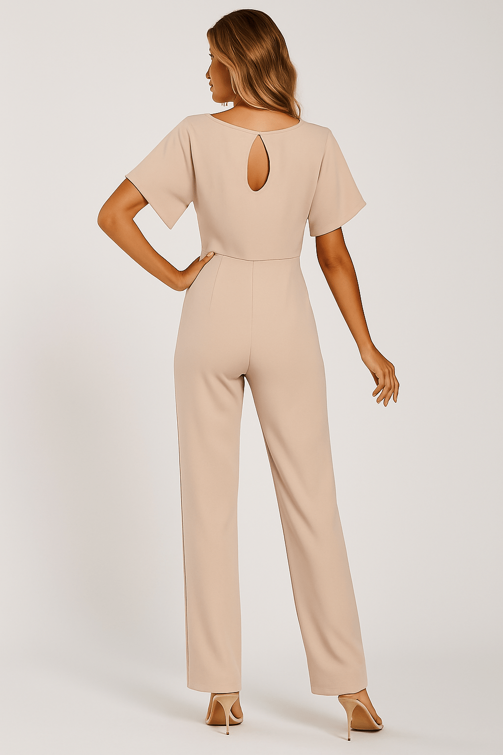 Éliane | Elegante Jumpsuit Met Strikceintuur En Korte Mouwen Dames