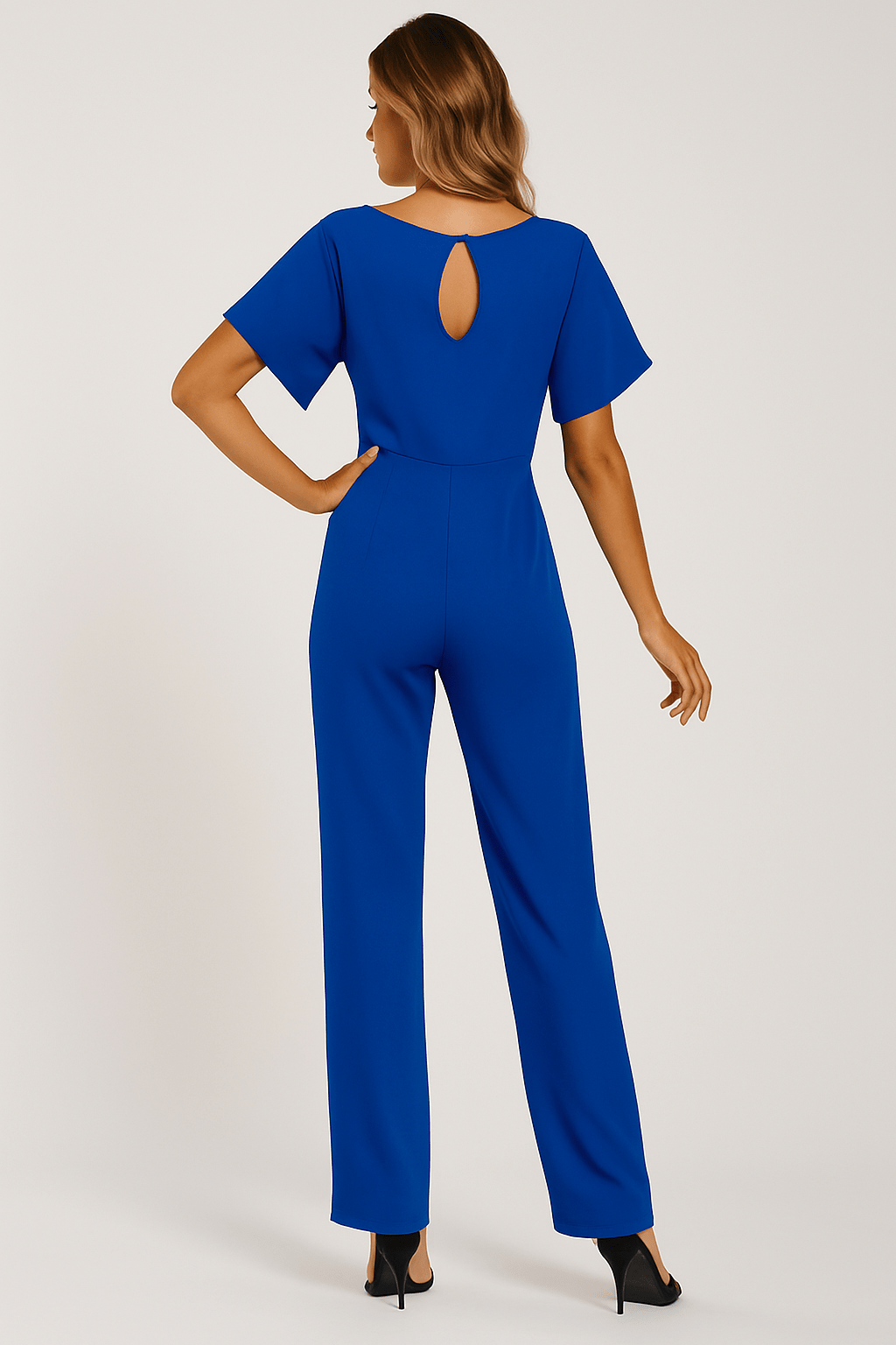 Éliane | Elegante Jumpsuit Met Strikceintuur En Korte Mouwen Dames