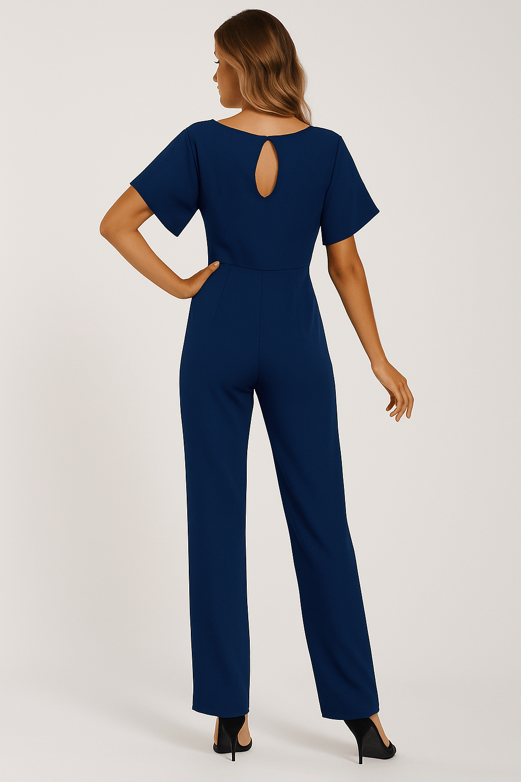 Éliane | Elegante Jumpsuit Met Strikceintuur En Korte Mouwen Dames