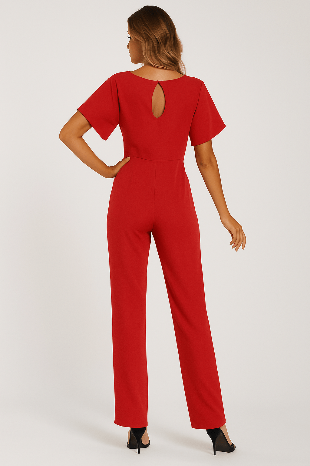 Éliane | Elegante Jumpsuit Met Strikceintuur En Korte Mouwen Dames