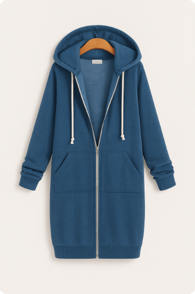 Mirella | Lange Hoodie Met Rits Dames Voor Comfortabele & Warme Casual Looks