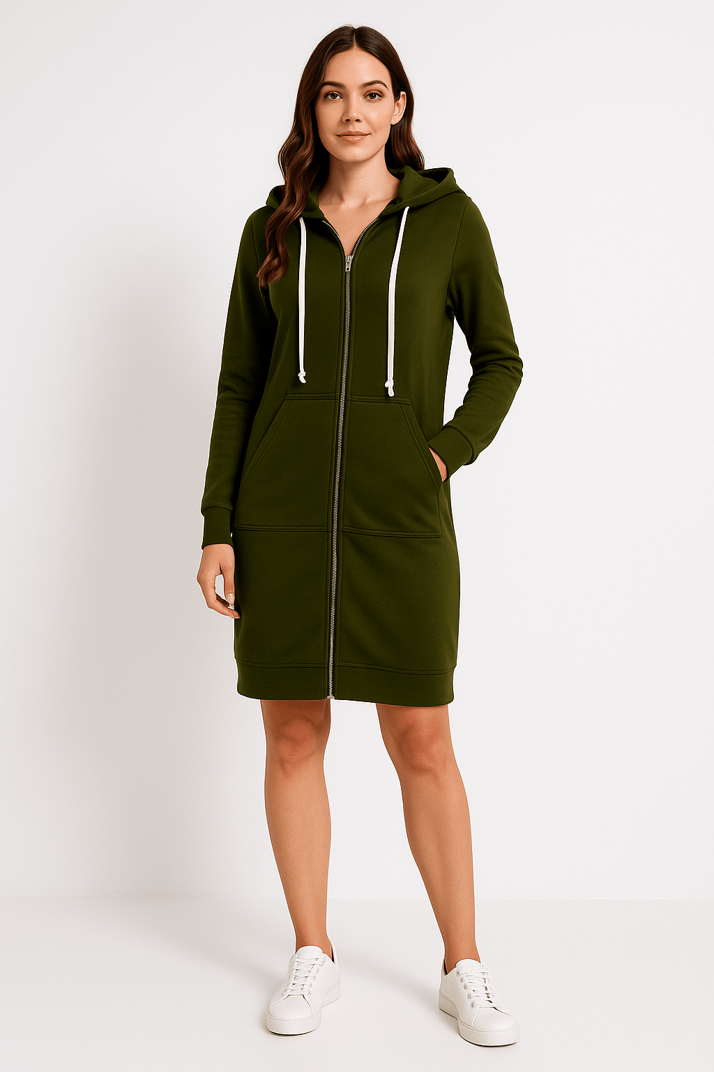 Mirella | Lange Hoodie Met Rits Dames Voor Comfortabele & Warme Casual Looks