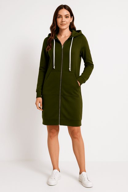 Mirella | Lange Hoodie Met Rits Dames Voor Comfortabele & Warme Casual Looks