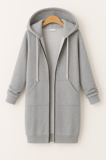 Mirella | Lange Hoodie Met Rits Dames Voor Comfortabele & Warme Casual Looks