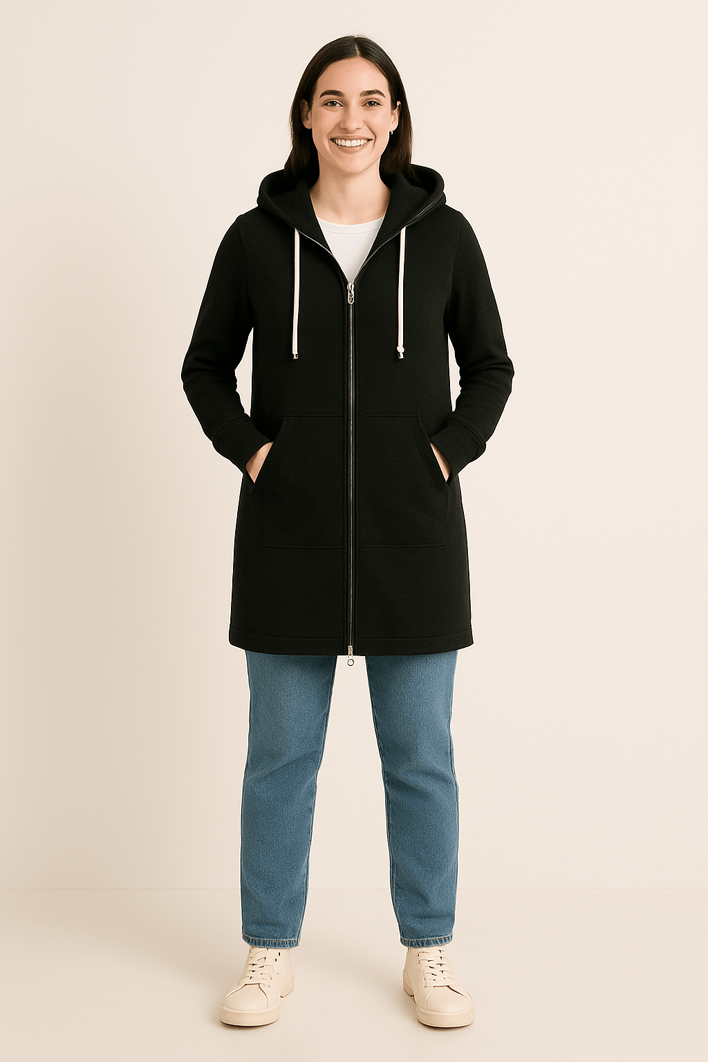 Mirella | Lange Hoodie Met Rits Dames Voor Comfortabele & Warme Casual Looks