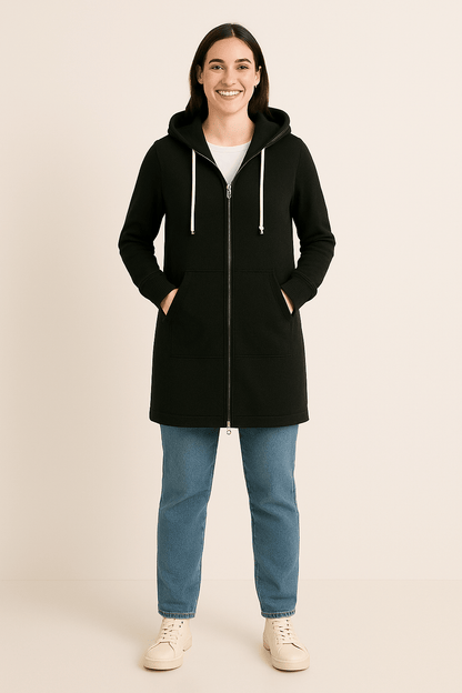 Mirella | Lange Hoodie Met Rits Dames Voor Comfortabele & Warme Casual Looks