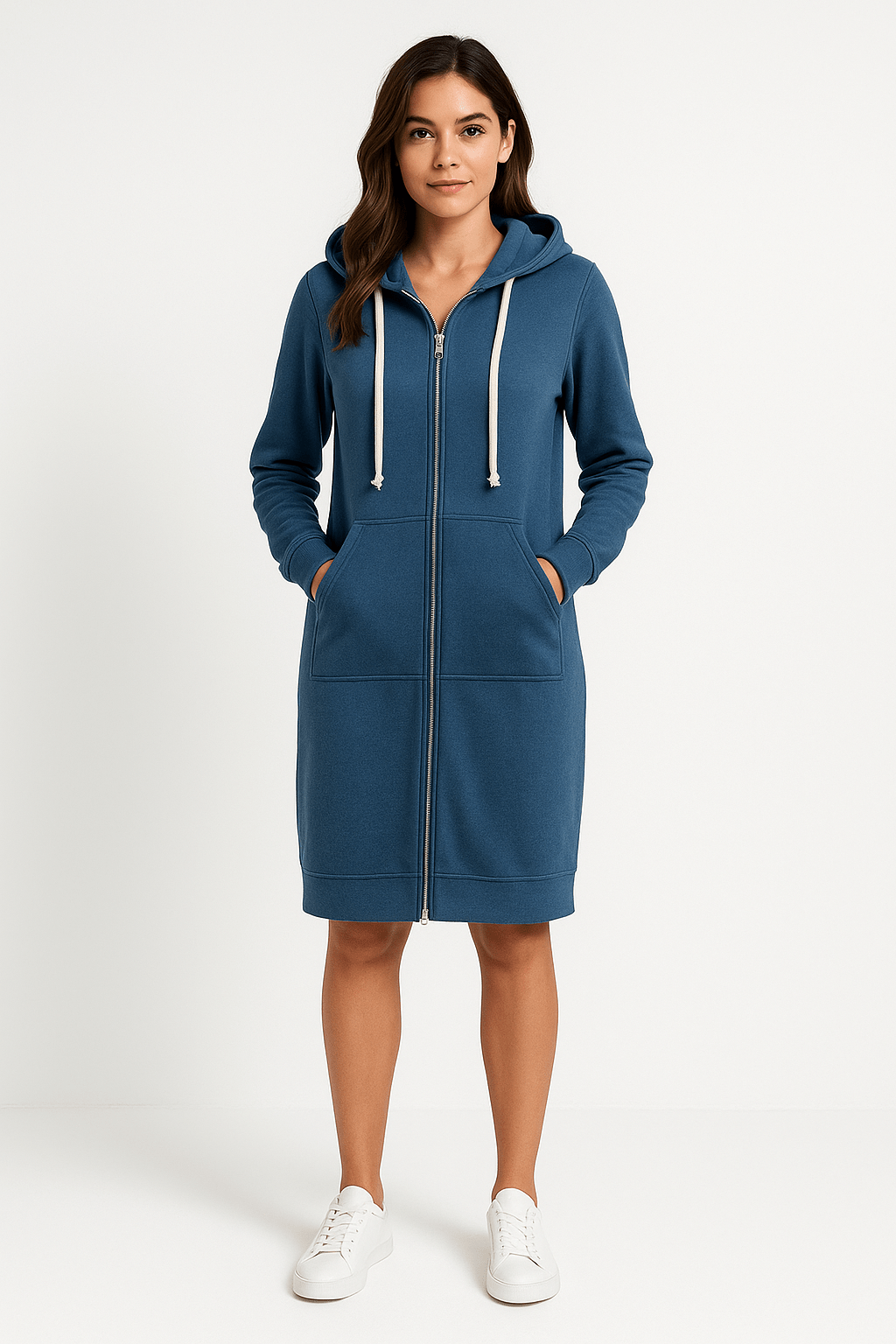 Mirella | Lange Hoodie Met Rits Dames Voor Comfortabele & Warme Casual Looks