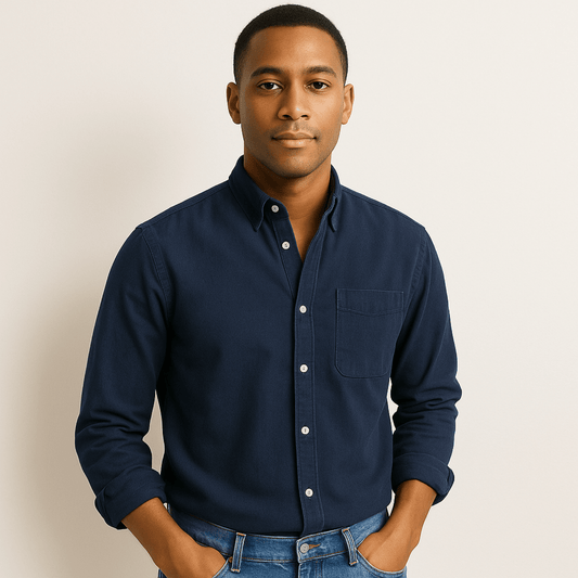 Noah | Casual Katoenen Overhemd Heren Met Lange Mouwen en Button-Down Kraag