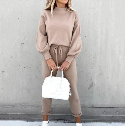 Amarée | Zachte Lounge Set Met Ballonmouwen En Hoge Taille Dames