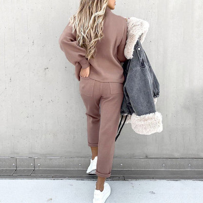 Amarée | Zachte Lounge Set Met Ballonmouwen En Hoge Taille Dames