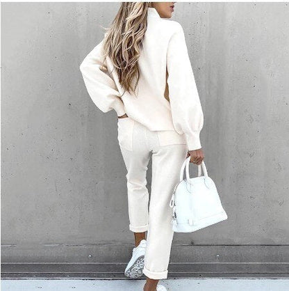 Amarée | Zachte Lounge Set Met Ballonmouwen En Hoge Taille Dames