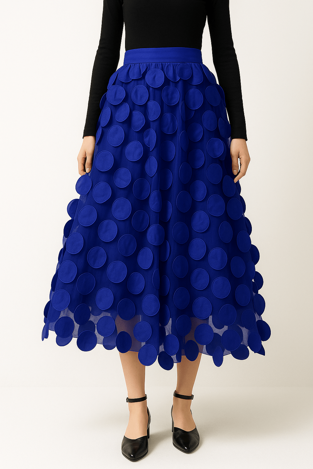 Ravina | Midirok Met 3D-Cirkelapplicaties En Meshlaag Dames