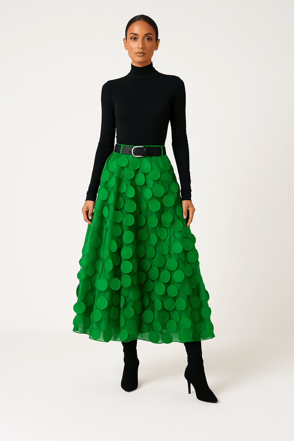 Ravina | Midirok Met 3D-Cirkelapplicaties En Meshlaag Dames