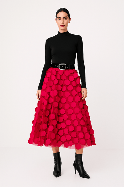 Ravina | Midirok Met 3D-Cirkelapplicaties En Meshlaag Dames