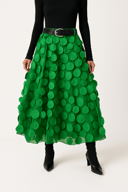 Ravina | Midirok Met 3D-Cirkelapplicaties En Meshlaag Dames