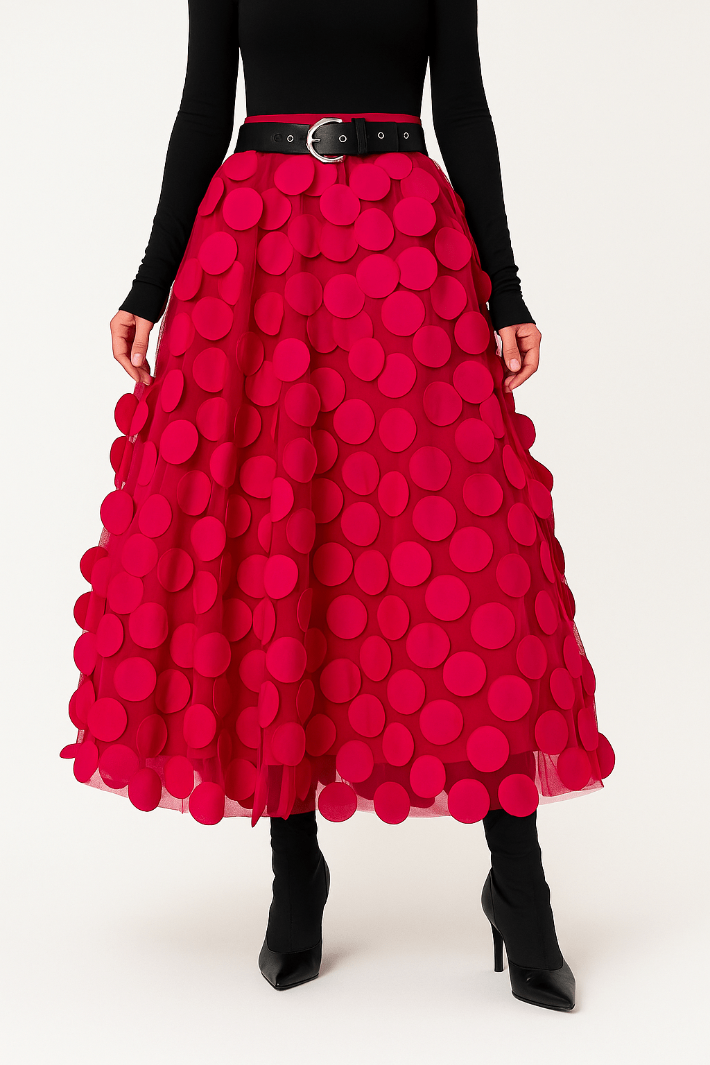 Ravina | Midirok Met 3D-Cirkelapplicaties En Meshlaag Dames