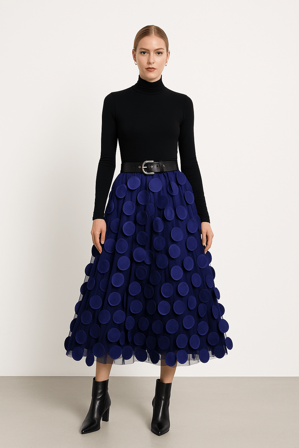 Ravina | Midirok Met 3D-Cirkelapplicaties En Meshlaag Dames