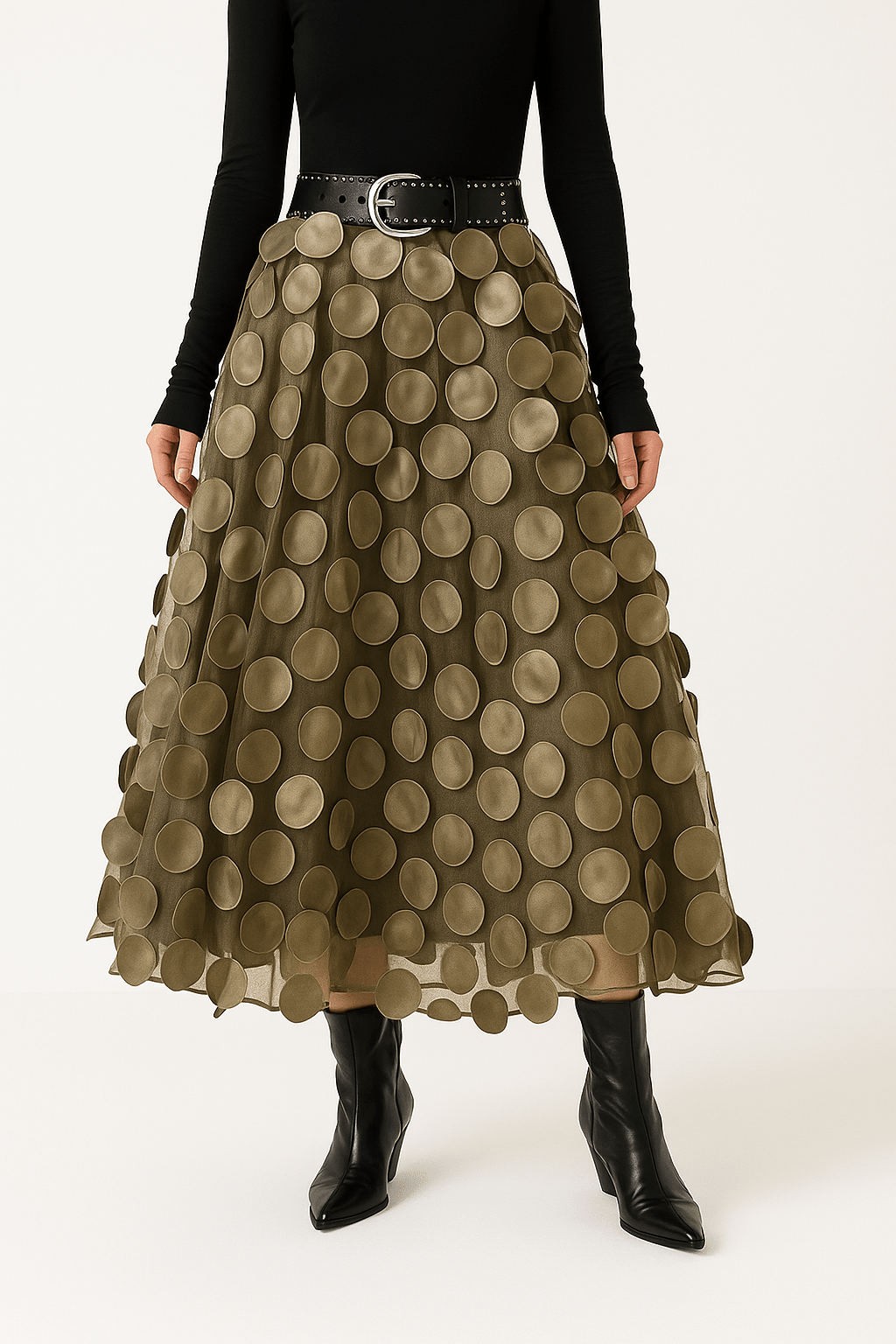 Ravina | Midirok Met 3D-Cirkelapplicaties En Meshlaag Dames