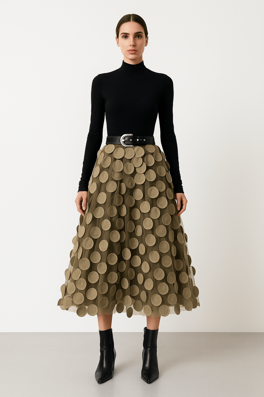 Ravina | Midirok Met 3D-Cirkelapplicaties En Meshlaag Dames