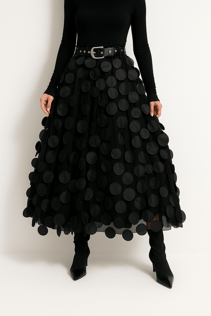 Ravina | Midirok Met 3D-Cirkelapplicaties En Meshlaag Dames