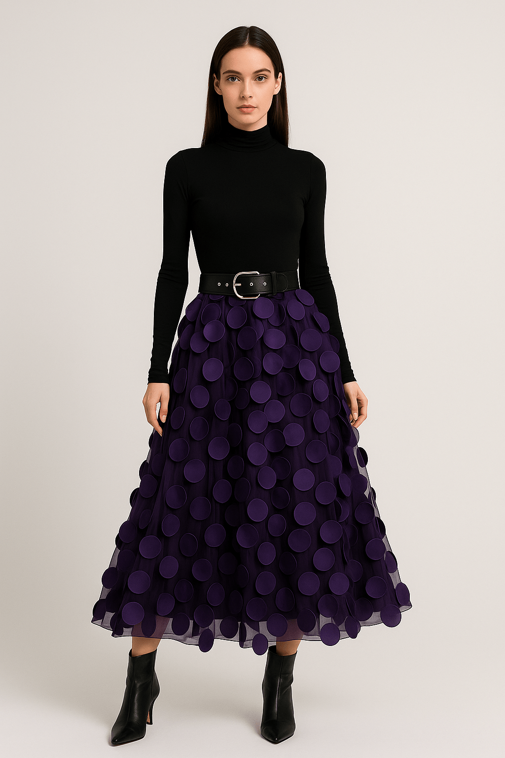 Ravina | Midirok Met 3D-Cirkelapplicaties En Meshlaag Dames