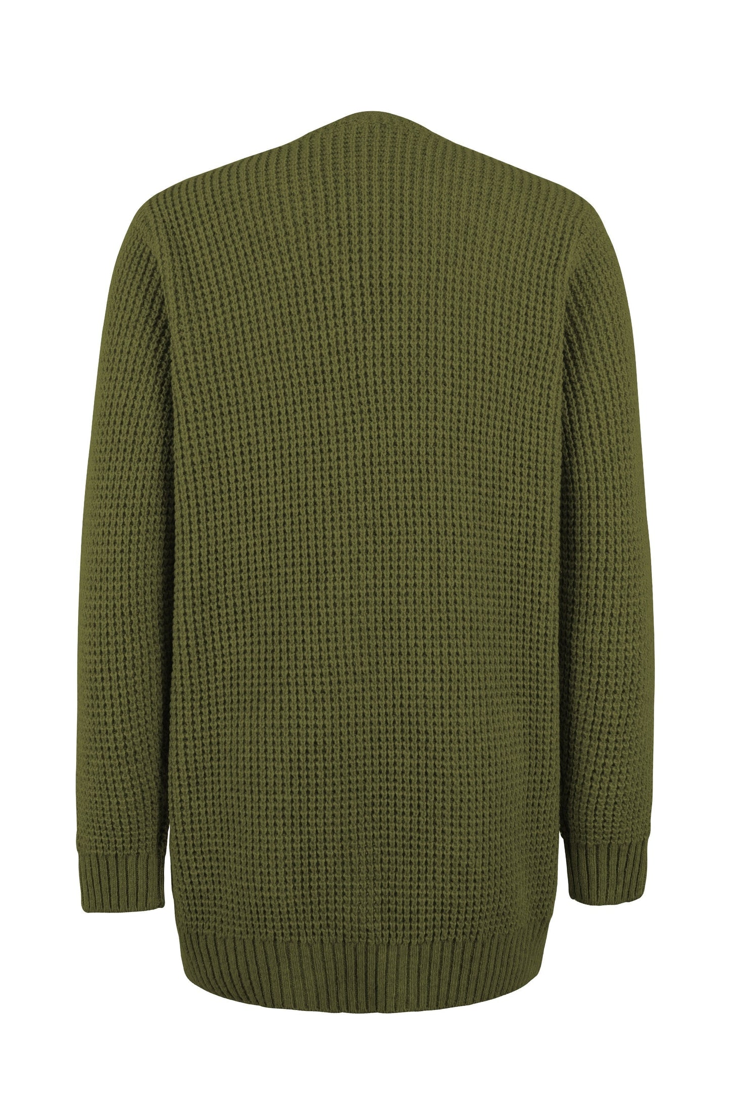 Mireille | Lange Grofgebreide Openvallende Cardigan Met Zakken Dames