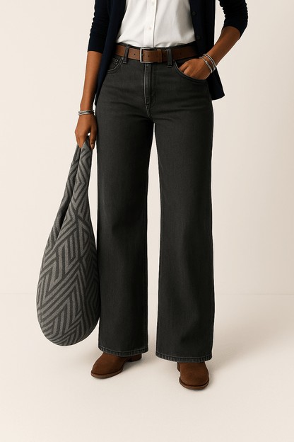 Alviera | High Waist Jeans Met Wijde Pijpen Dames