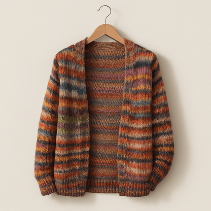 Maribel | Gebreide Cardigan Met Multicolor Strepen En V-Hals Dames