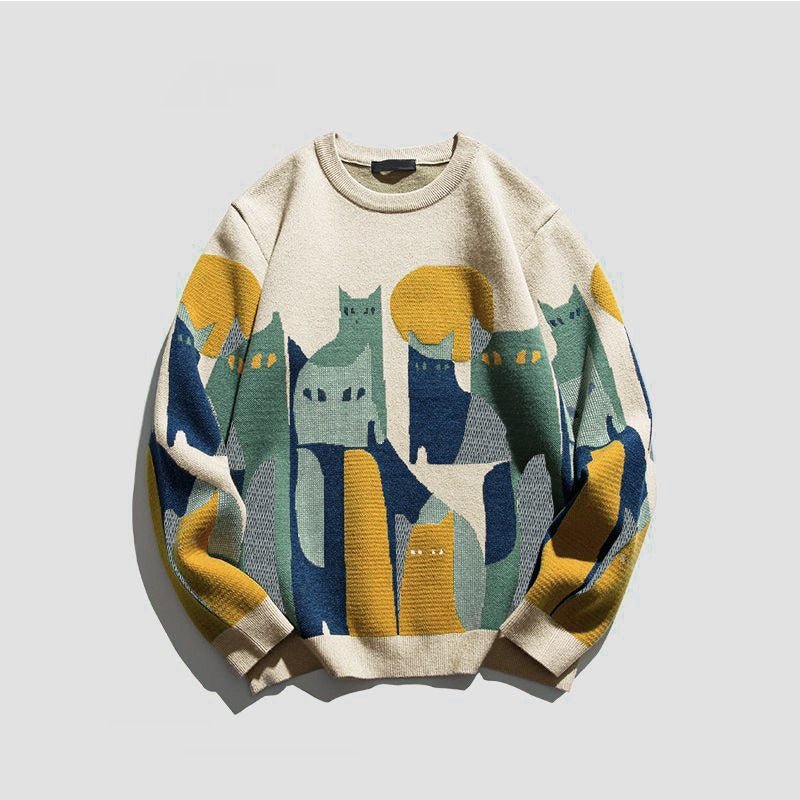 Mikado | Gebreide Trui Met Kattenprint En Relaxte Pasvorm Unisex