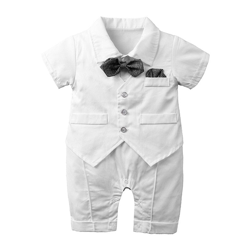 Petit Gala™ | Luxe Babyromper in Kostuumstijl met Strik en Giletlook