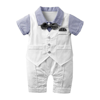 Petit Gala™ | Luxe Babyromper in Kostuumstijl met Strik en Giletlook