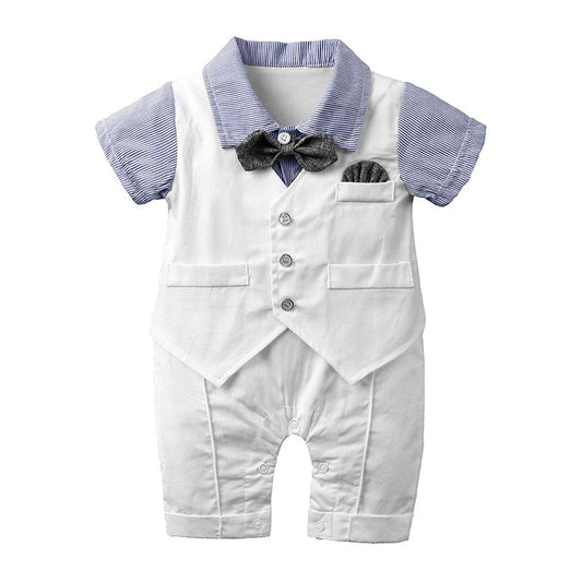 Petit Gala™ | Luxe Babyromper in Kostuumstijl met Strik en Giletlook