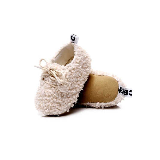 SnugTeddy™ | Warme Babyslofjes van Teddystof met Vetersluiting en Antislipzool