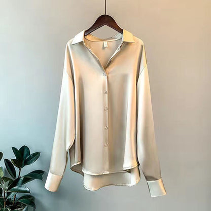Soléane | Dames Satijnen Blouse Ballonmouwen