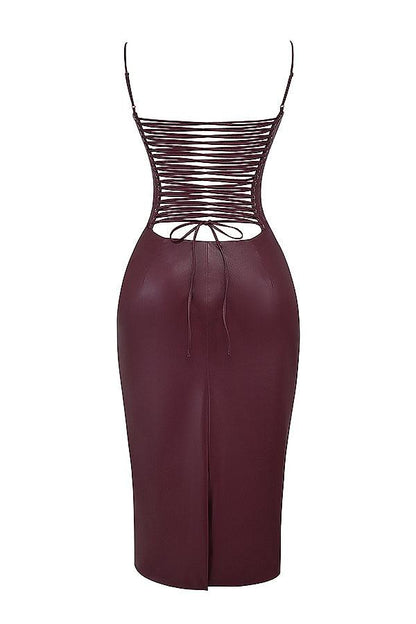 Valena | Vegan Leather Bodycon Midi-Jurk Dames