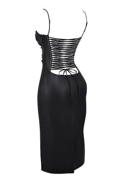 Valena | Vegan Leather Bodycon Midi-Jurk Dames