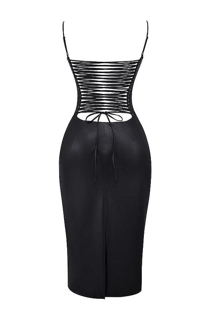 Valena | Vegan Leather Bodycon Midi-Jurk Dames