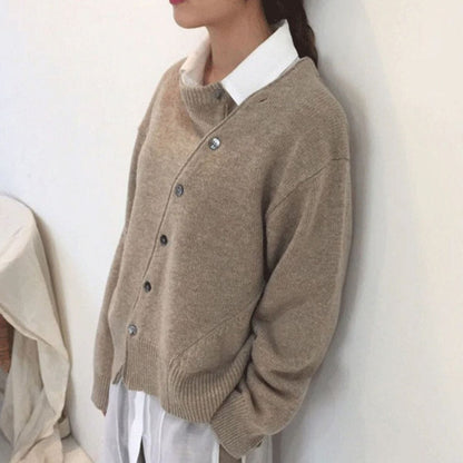 Isotta | Asymmetrische Cardigan Dames Met Knoopdetail