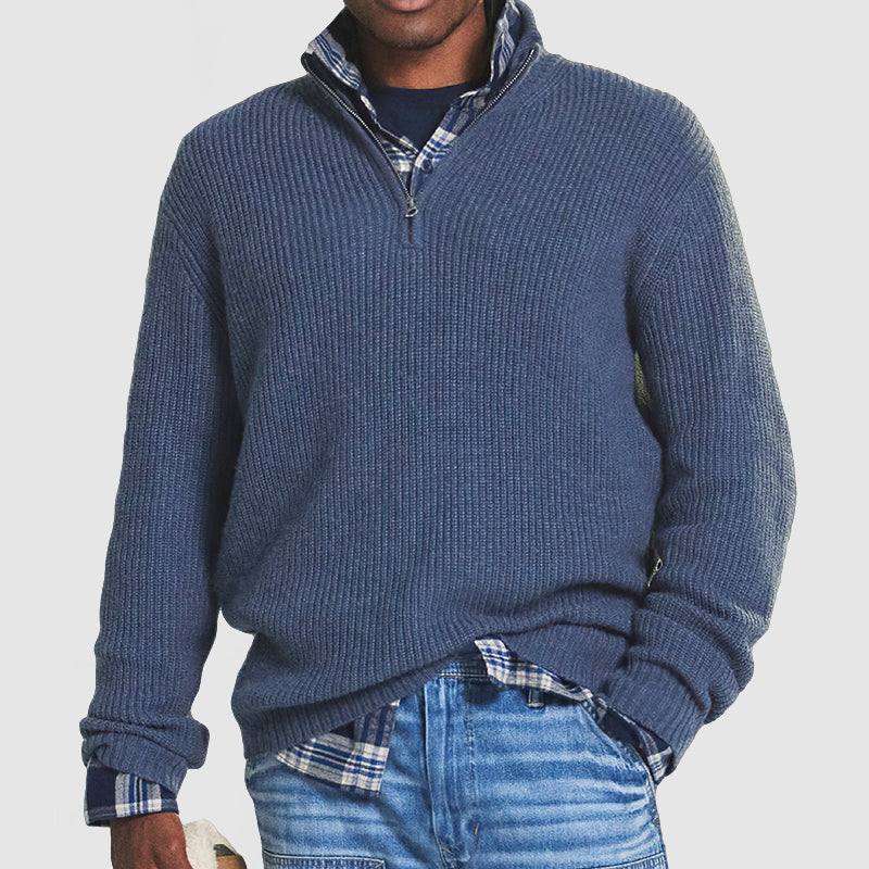 Louis™ | Tijdloze Knit Half Zip Pullover met Geribbelde Structuur