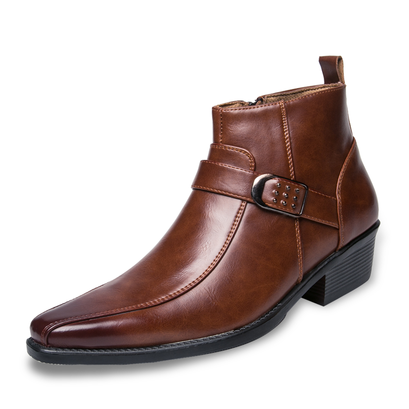 Santino™ | Heren Enkellaarzen met Spitse Neus en Gesp | Western Chelsea Boots met Lage Hak