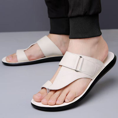Miro | Leren Teenslippers Heren | Brede Wreefband met Gesp | Luxe & Comfortabel | Zomers & Stijlvol